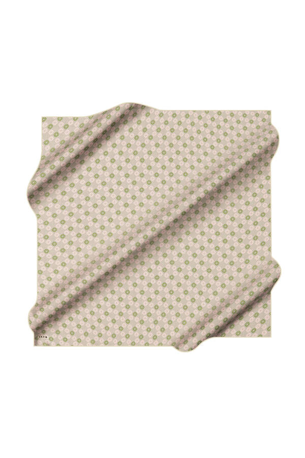 Açık Yeşil 90X90 İpek Krep Saten Eşarp - 1