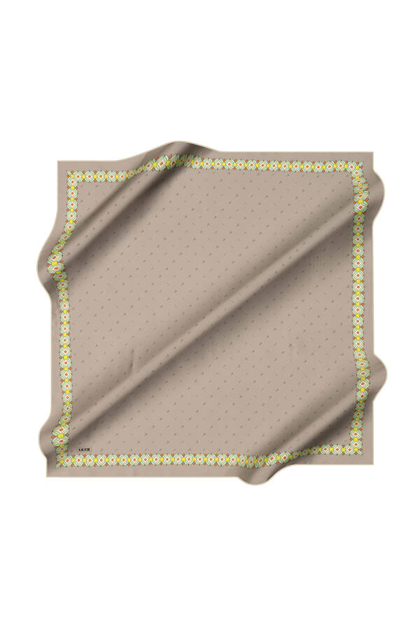 Açık Yeşil 90X90 İpek Krep Saten Eşarp - 1