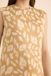 Altın Jakar Desenli Viscon Örme Kolsuz Bluz - 4