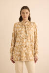Altın Jakar Desenli Gold Viscon Düğmeli Tunik - 1