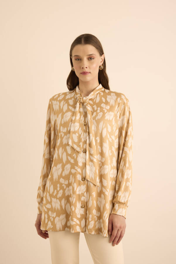 Altın Jakar Desenli Gold Viscon Düğmeli Tunik - 4