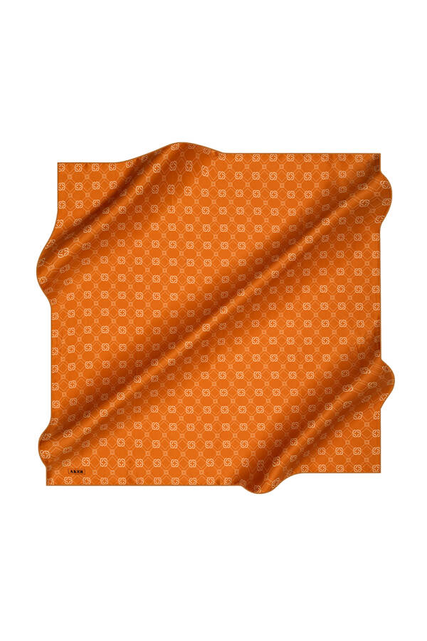 Logo Desenli 90X90 İpek Krep Saten - 1