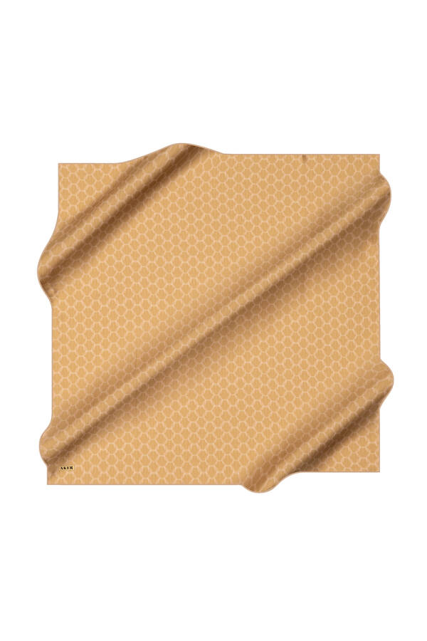 Altın 90X90 İpek Krep Saten Eşarp - Aker
