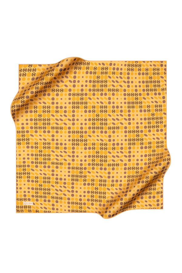 Altın 90X90 İpek Krep Saten Eşarp - 1