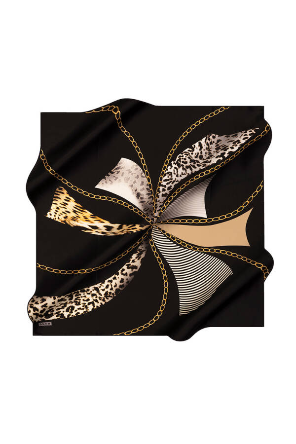 Altın 90X90 İpek Krep Saten Eşarp - 1