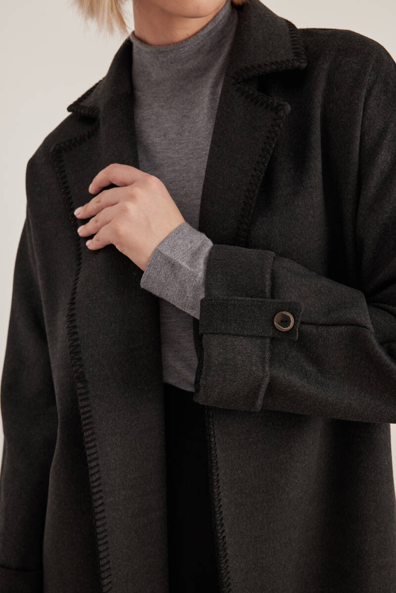 Antrasit 18174111 Dikişli Kap - Aker