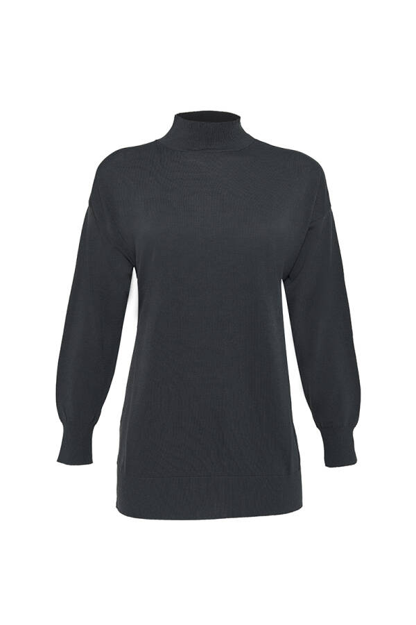 Antrasit 3656111 İnce İpli Düz Triko Tunik - Aker