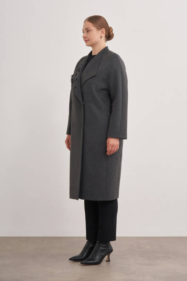 Antrasit Günlük Maxi Boy Kaban - 3