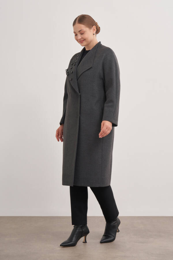 Antrasit Günlük Maxi Boy Kaban - 4