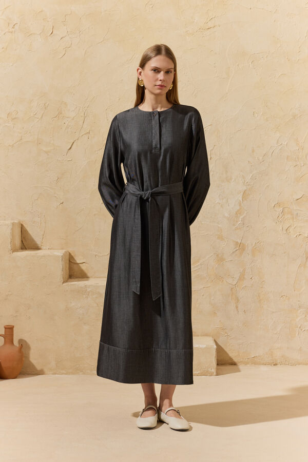 Antrasit Denim Elbise - Aker (1)