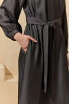 Antrasit Denim Elbise - 6