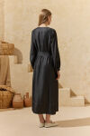 Antrasit Denim Elbise - 7