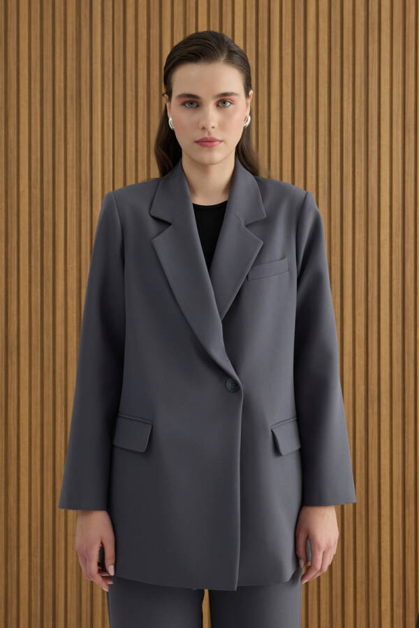 Antrasit Dokuma Ceket - 4