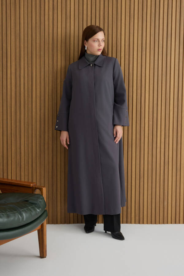 Antrasit Dokuma Pardösü - 2