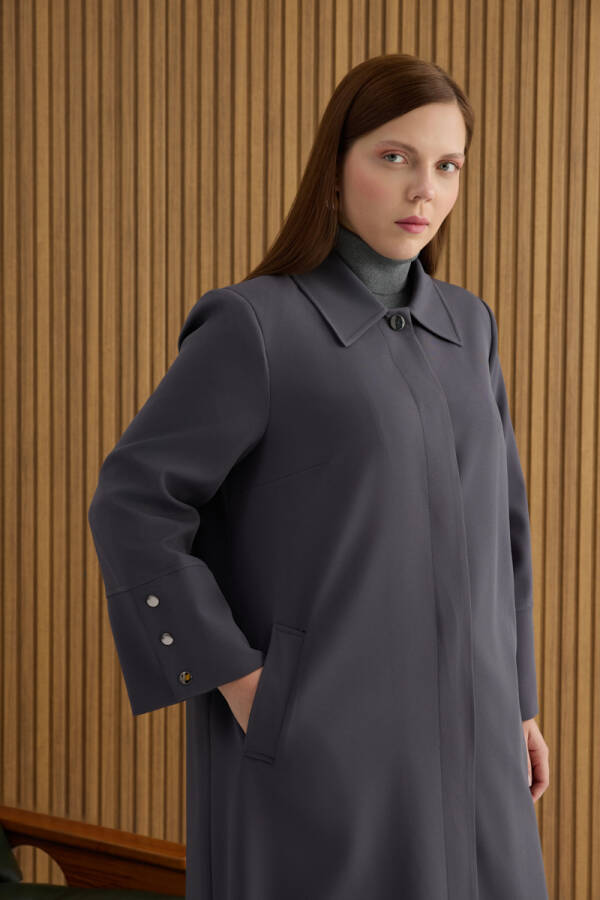 Antrasit Dokuma Pardösü - 4