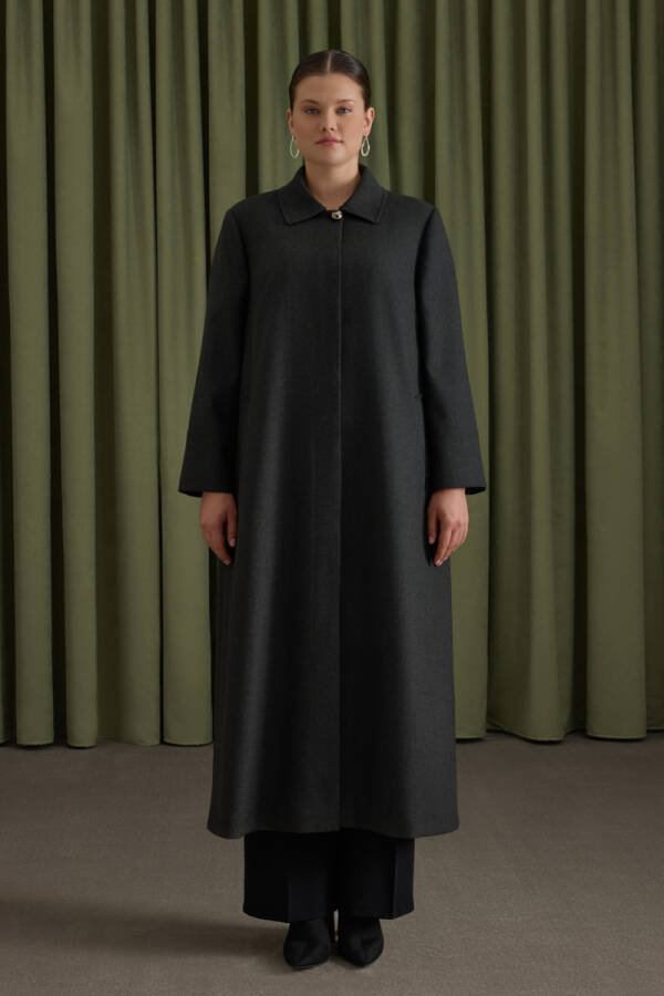 Antrasit Dokuma Pardösü - 2