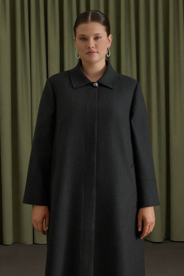 Antrasit Dokuma Pardösü - Aker