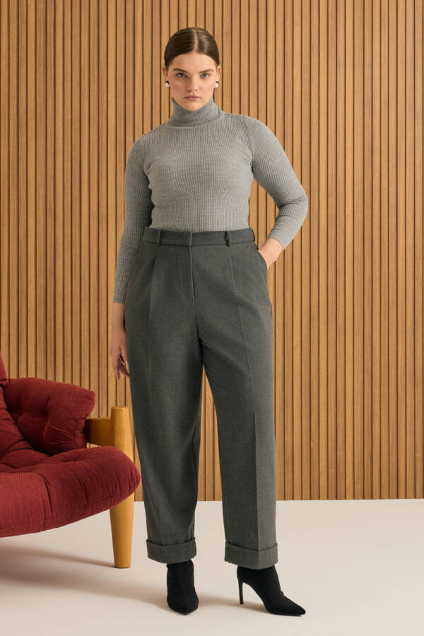 Antrasit Duble Paça Bol Form Pantolon - Aker