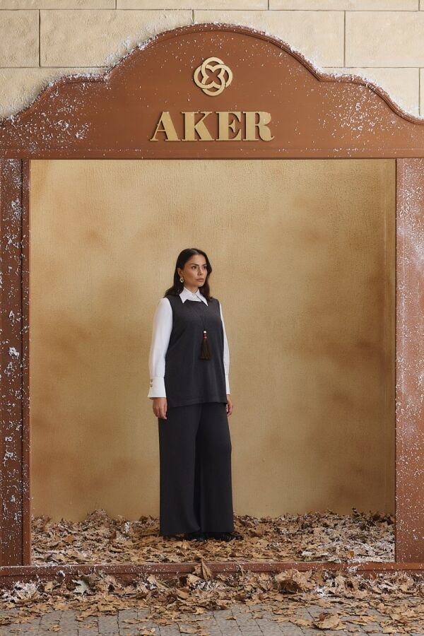 Antrasit Kolsuz Triko Bluz - Aker