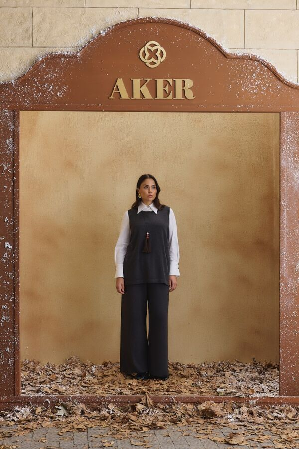 Antrasit Kolsuz Triko Bluz - Aker (1)
