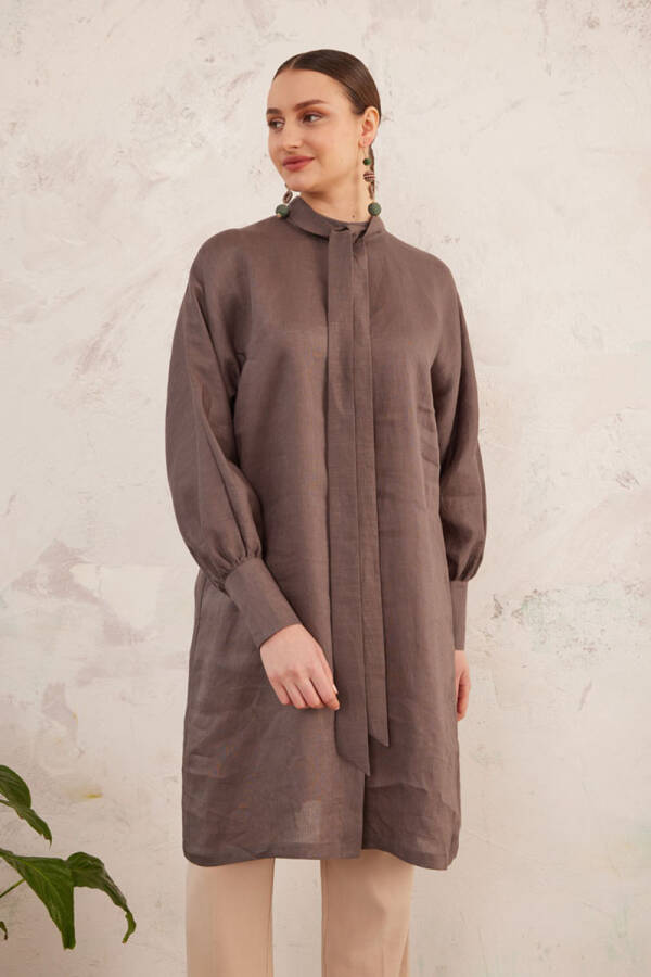 Antrasit Kravat Yaka Keten Tunik - 2