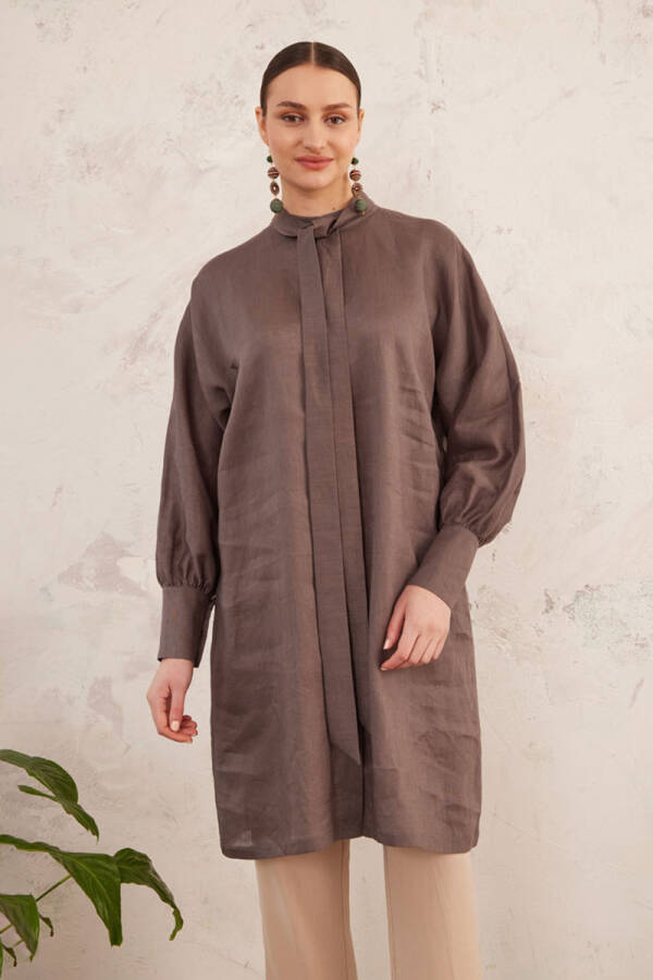 Antrasit Kravat Yaka Keten Tunik - 3
