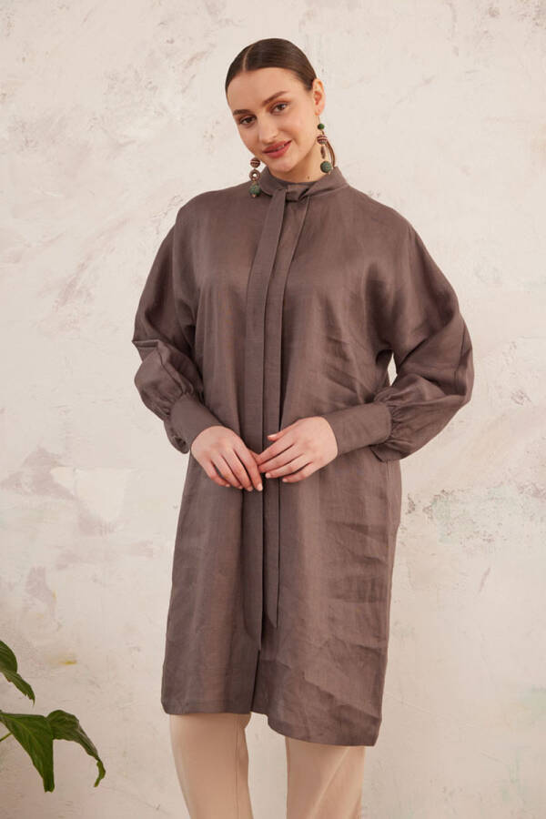 Antrasit Kravat Yaka Keten Tunik - 4