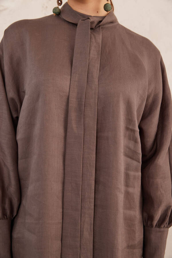 Antrasit Kravat Yaka Keten Tunik - 7