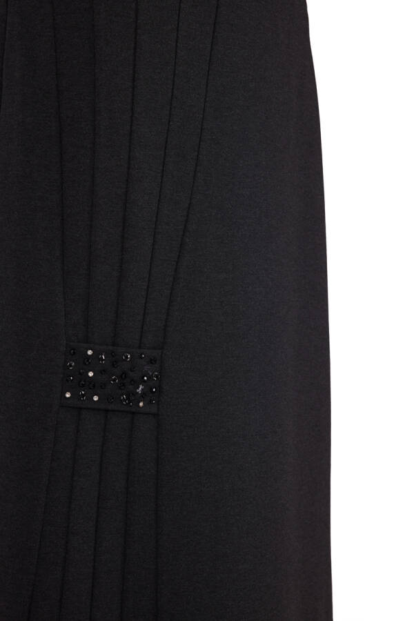 Antrasit Nervürlü İşleme Detaylı Örme Kumaş Etek - 2