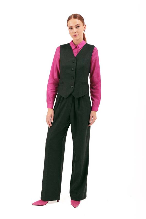 Antrasit Önden Pili Detaylı Cepli Pantolon - 1