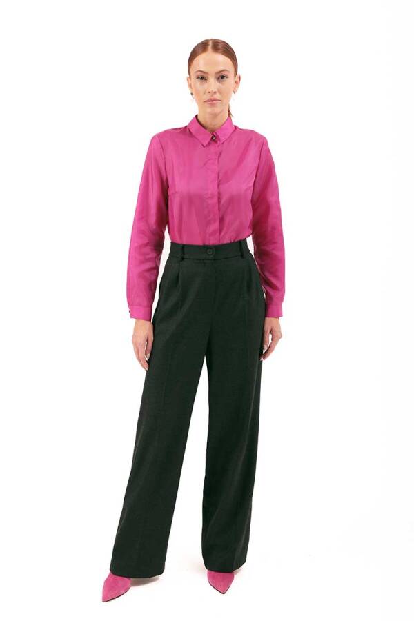 Antrasit Önden Pili Detaylı Cepli Pantolon - 3