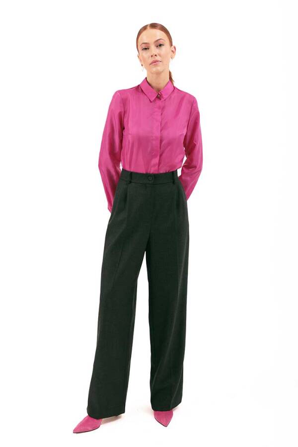 Antrasit Önden Pili Detaylı Cepli Pantolon - 4