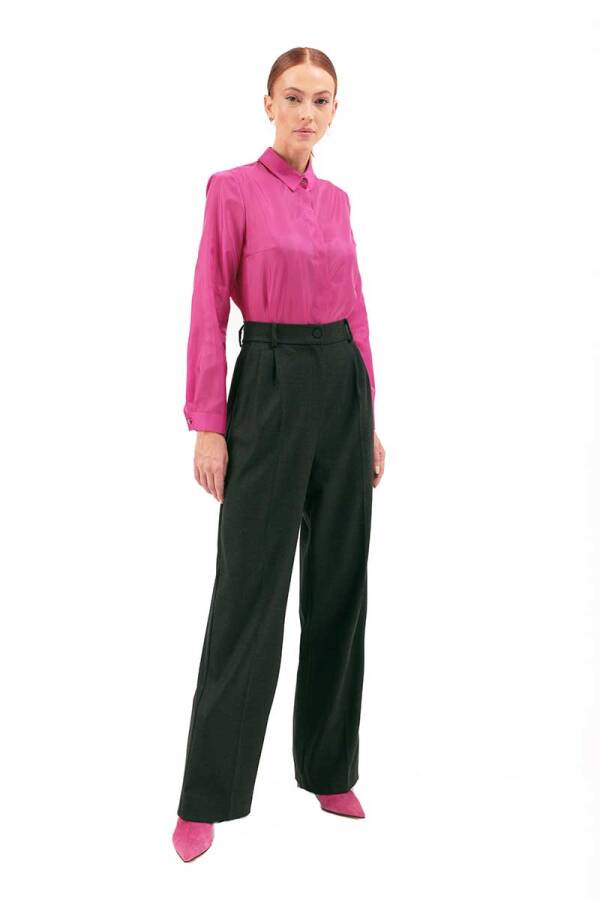 Antrasit Önden Pili Detaylı Cepli Pantolon - 5