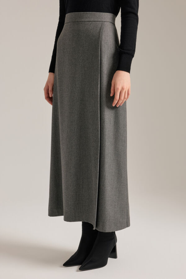 Antrasit Önü Katlama Pili Detaylı Etek - 3