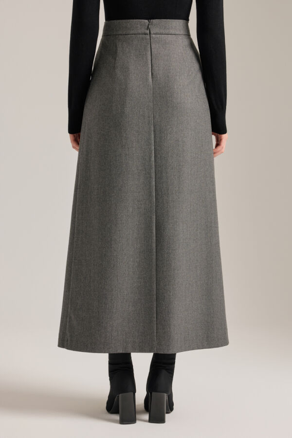 Antrasit Önü Katlama Pili Detaylı Etek - 5