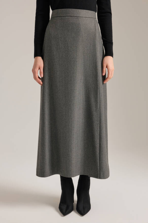 Antrasit Önü Katlama Pili Detaylı Etek - 2