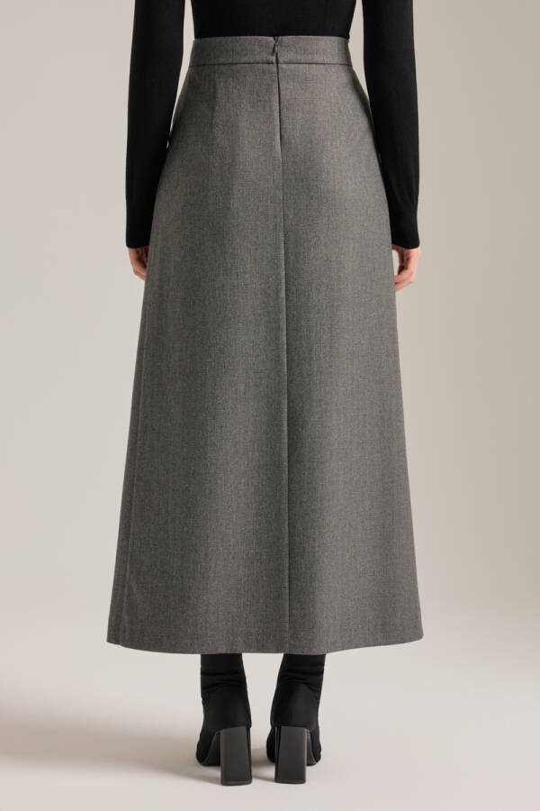 Antrasit Önü Katlama Pili Detaylı Etek - 5