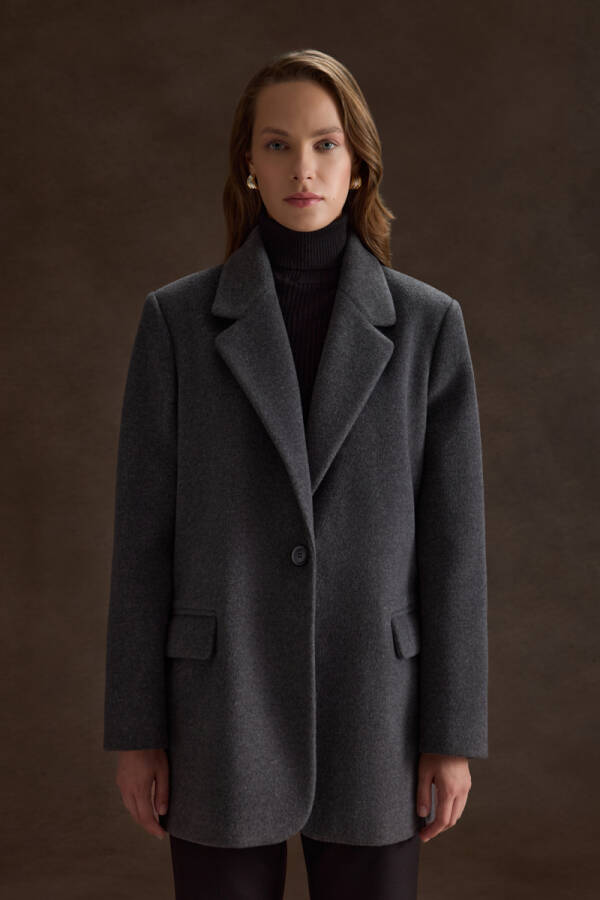 Antrasit Oversize Fit Kalın Ceket - Aker (1)