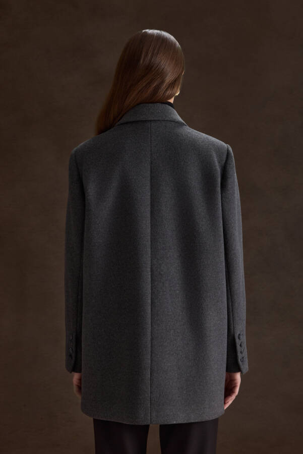 Antrasit Oversize Fit Kalın Ceket - 7
