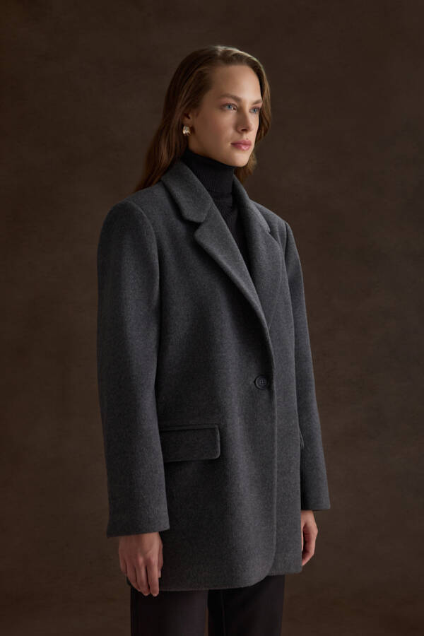 Antrasit Oversize Fit Kalın Ceket - 3