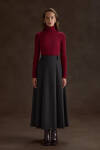 Antrasit Pileli Kloş Dokuma Etek 