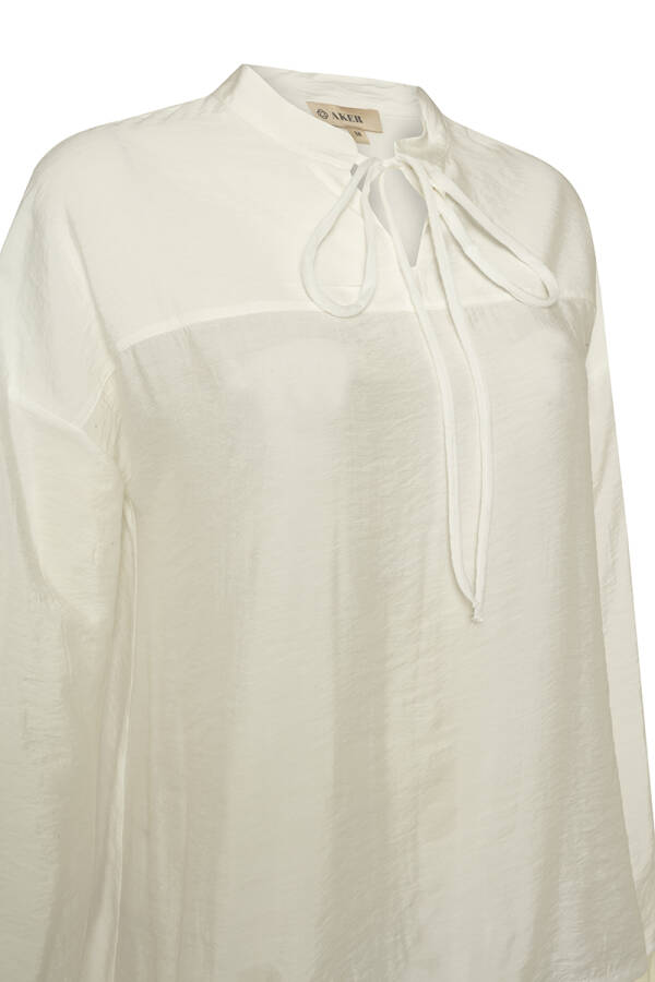 Ekru Bağcık Detaylı Bluz - 2