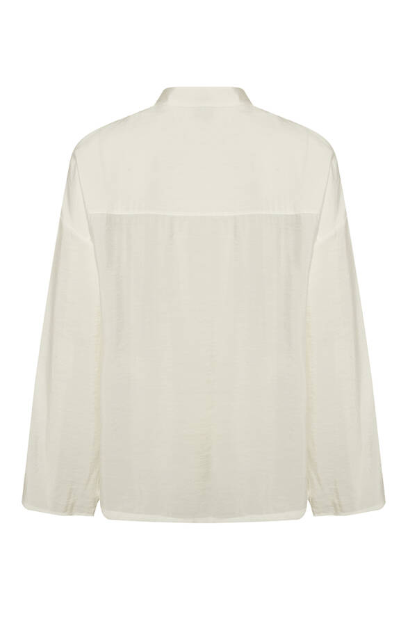 Ekru Bağcık Detaylı Bluz - 3