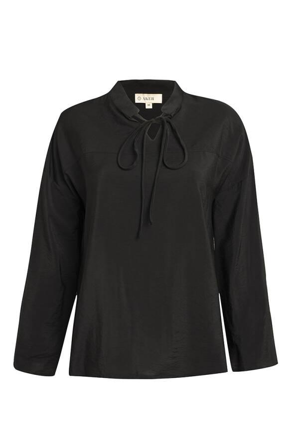 Siyah Bağcık Detaylı Bluz - 1