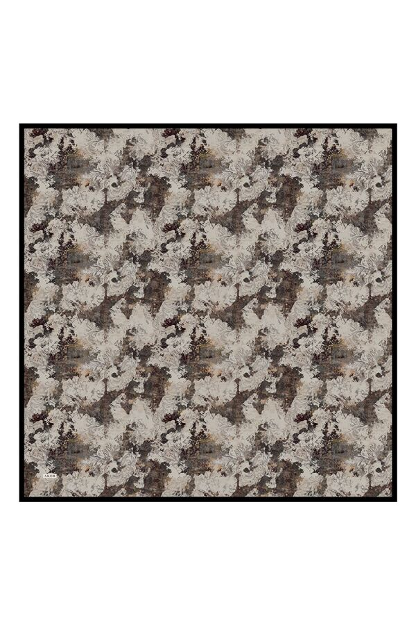 Bej 110X110 İpek Krep Saten Eşarp - Aker