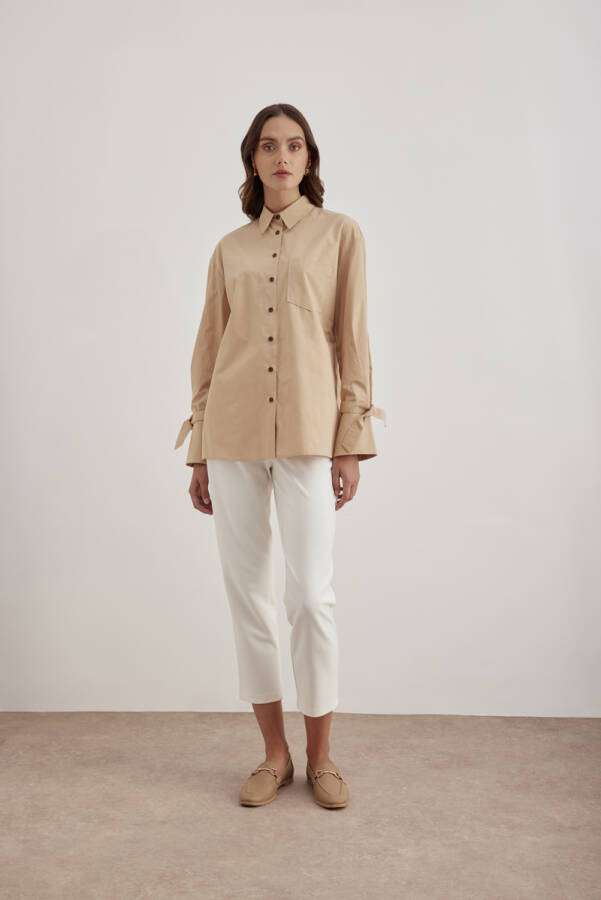 Bej 2267111 Kontrast Biyeli Bluz - Aker (1)