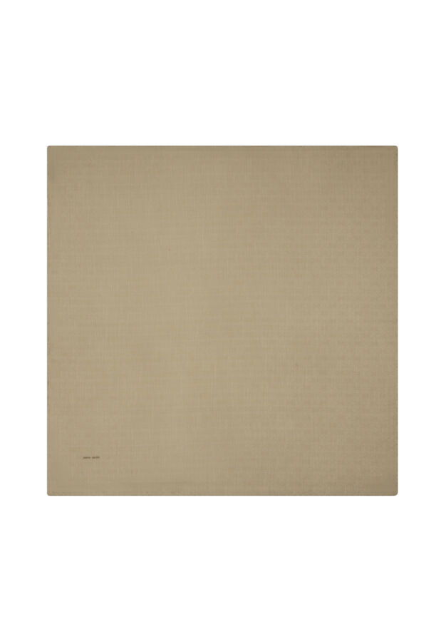 Bej 100X100 Pierre Cardın Logolu İpek Koton Jakar Eşarp - Pierre Cardin
