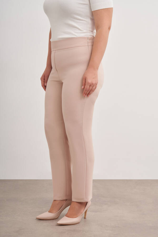 Bej Arka Bel Lastikli Pantolon - 5