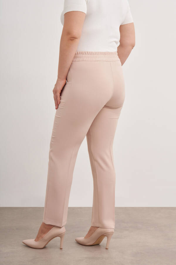 Bej Arka Bel Lastikli Pantolon - 6