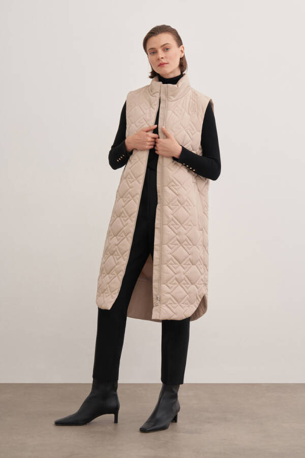 Bej 5793111 Kapitone Yelek - Aker (1)